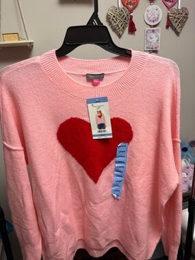 Vince Camuto Pink Sweater with Red Heart